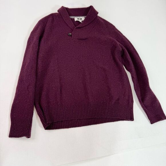 Joseph Abboud Sweater Mens Extra Large Burgundy Wool Blend Shawl Neck Pullover - Picture 1 of 6
